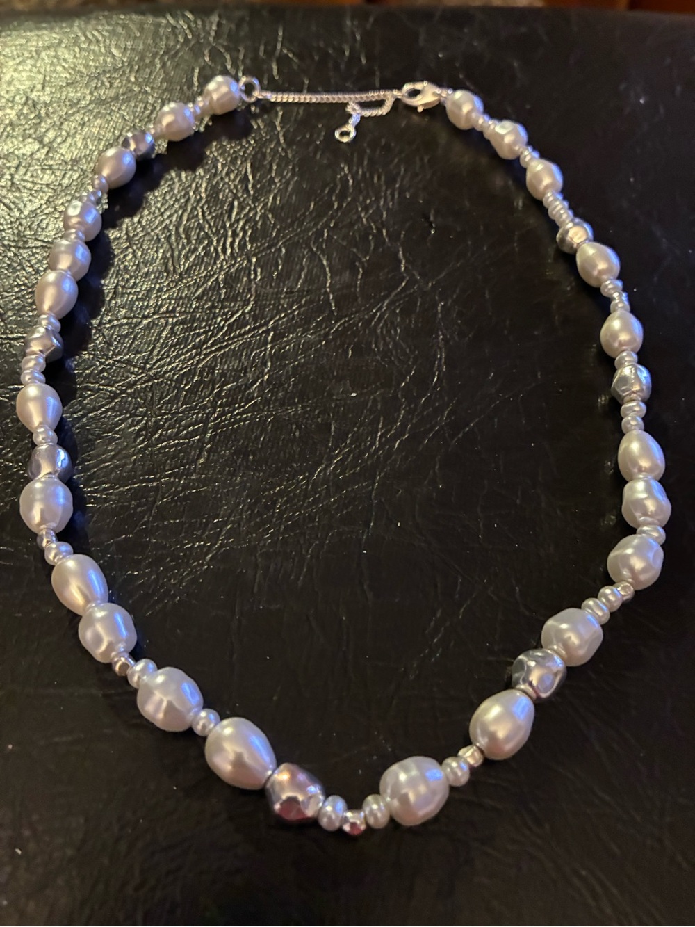 Classic Silver-White Pearl Beaded Necklace - Elegant Women’s Jewelry